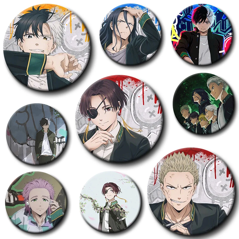 Japan Cartoon WIND BREAKER Anime Figures Suo Hayato Sakura Haruka Metal Laser Badge Character KAJI REN Decor Pins Fans Xmas Gift
