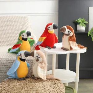 Talking Parrot Toy Interactive Stuffed Animal Plush Toy for Kids Record Parrot Repeat What You Say Funny Bird Toy Children Gift