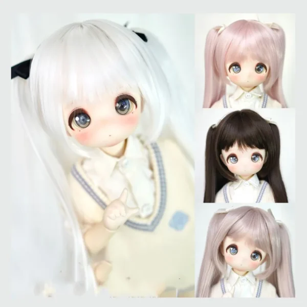 bjd Doll wig Suitable for mdd Bear Sister 1/3 size double ponytail styling hair fake hair