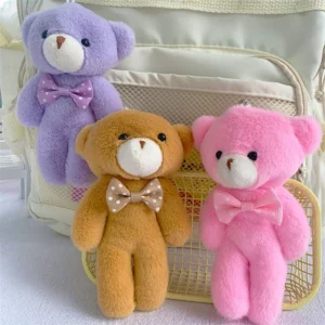13cm Stuffed Bear Doll Pendent Cute Plush Teddy Bear Keychain Animal Plush Toy Bag Pendent Keychain Ornaments Girl Birthday Gift
